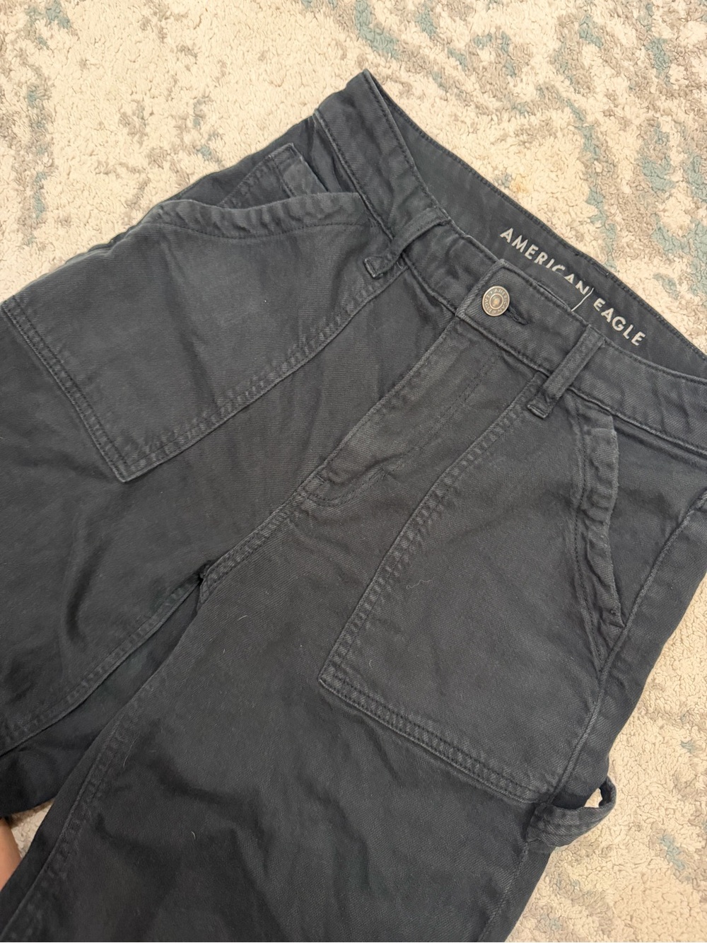 American Eagle Super High-Rise Baggy Wide Leg Jeans Black Size 4 - Picture 4 of 6